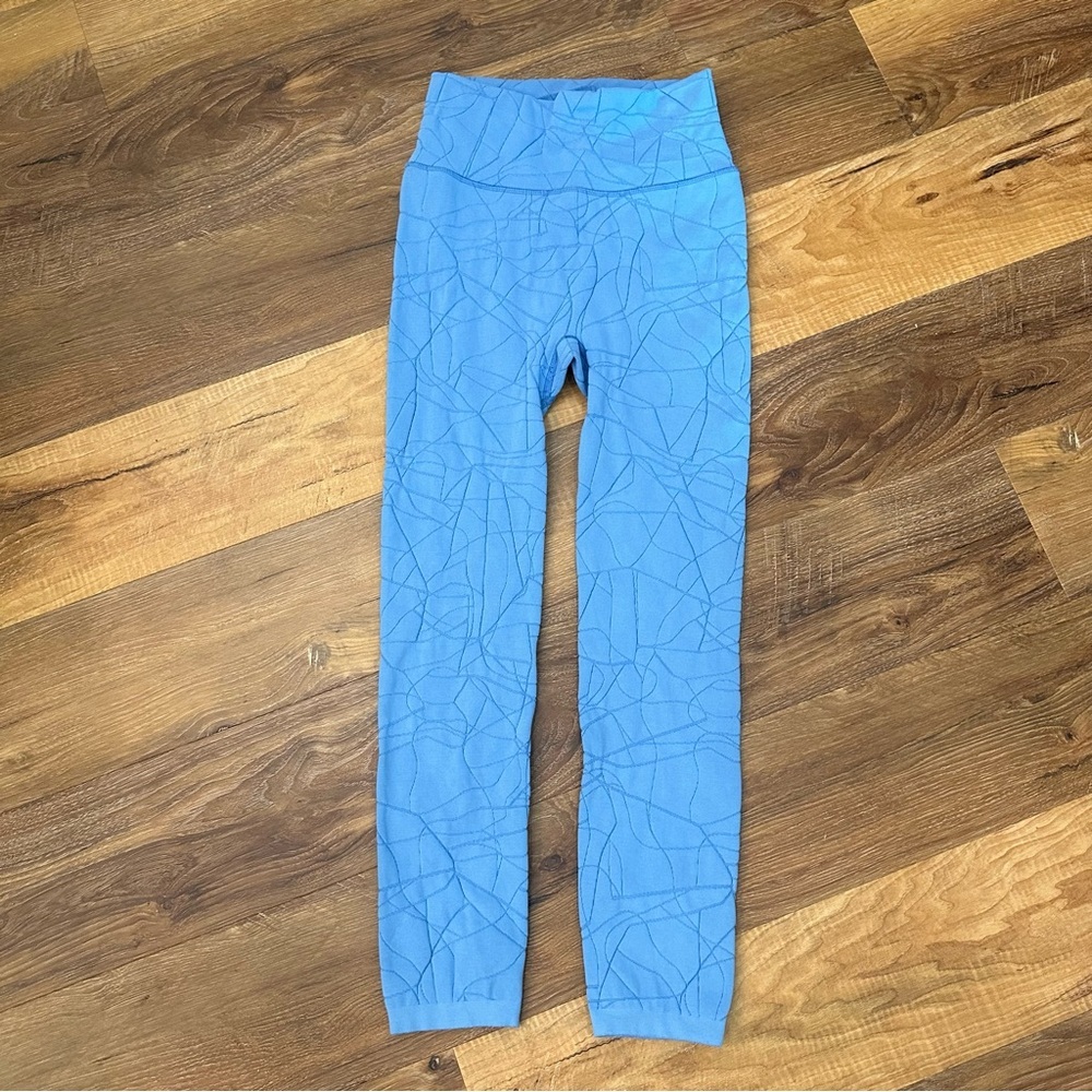 Light Blue Patterned High-Waist Women’s Leggings